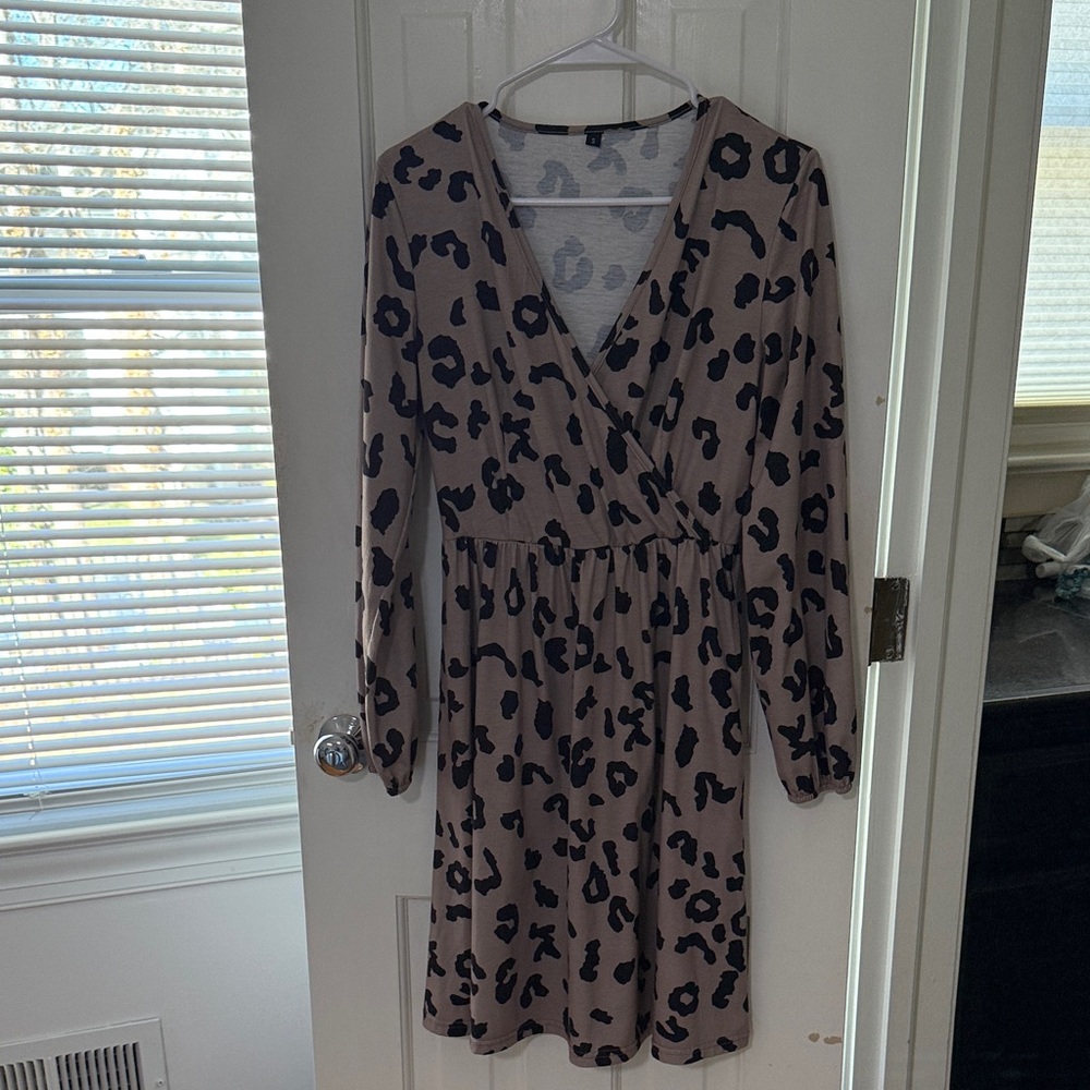 Stylish Animal Print Wrap Dress